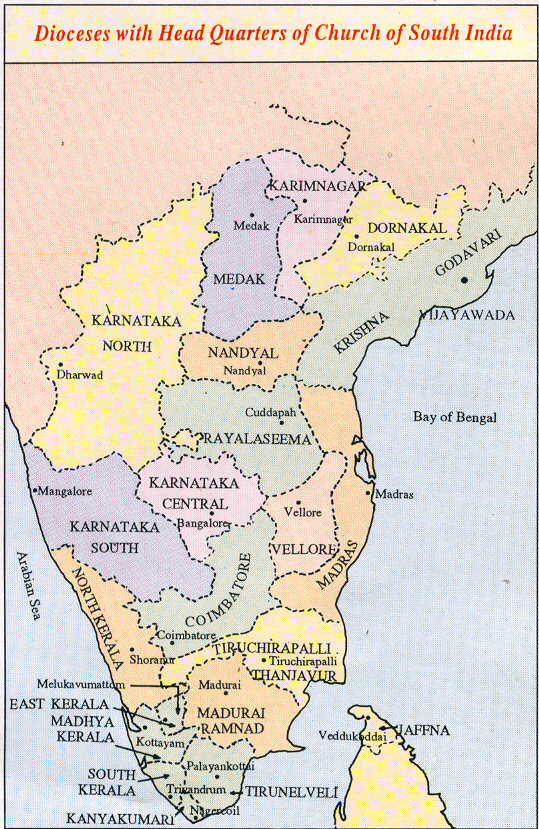 CSI Diocese map